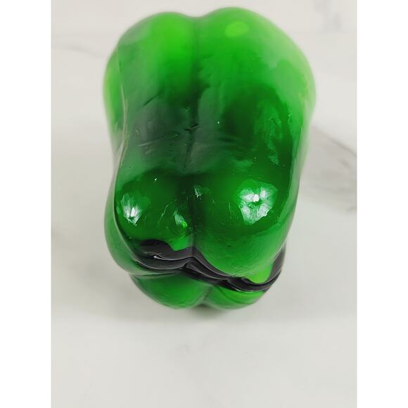 Art Glass Hand Blow Green Bell Pepper Vegetable 5 1/2" Life Size 90s Vintage - Picture 10 of 14